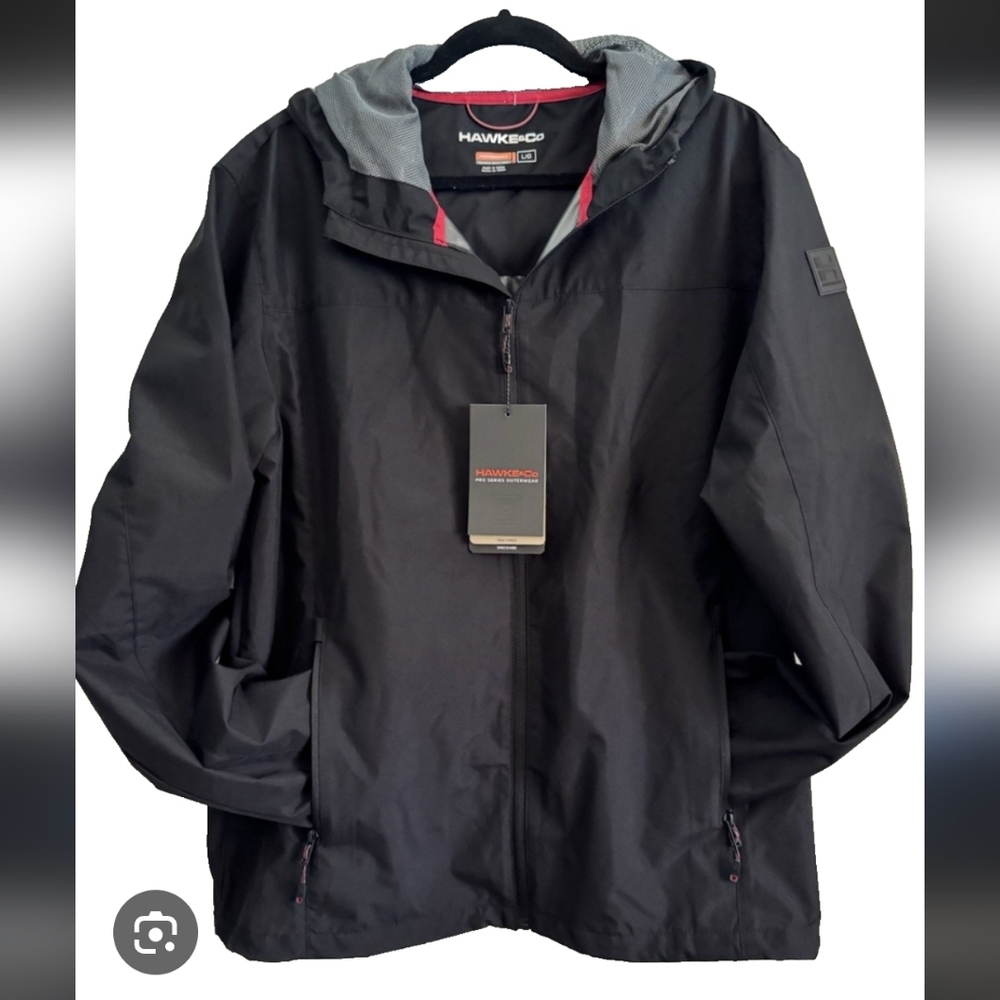 HAWKE & CO Men's Defender Paformance Rain Black Hooded Jacket